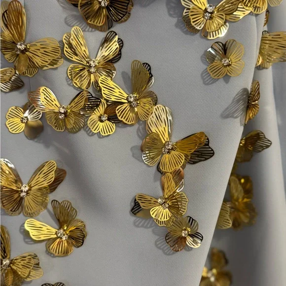 Carolina Herrera butterfly applique strapless column dress gown &custom cape - Picture 9 of 14